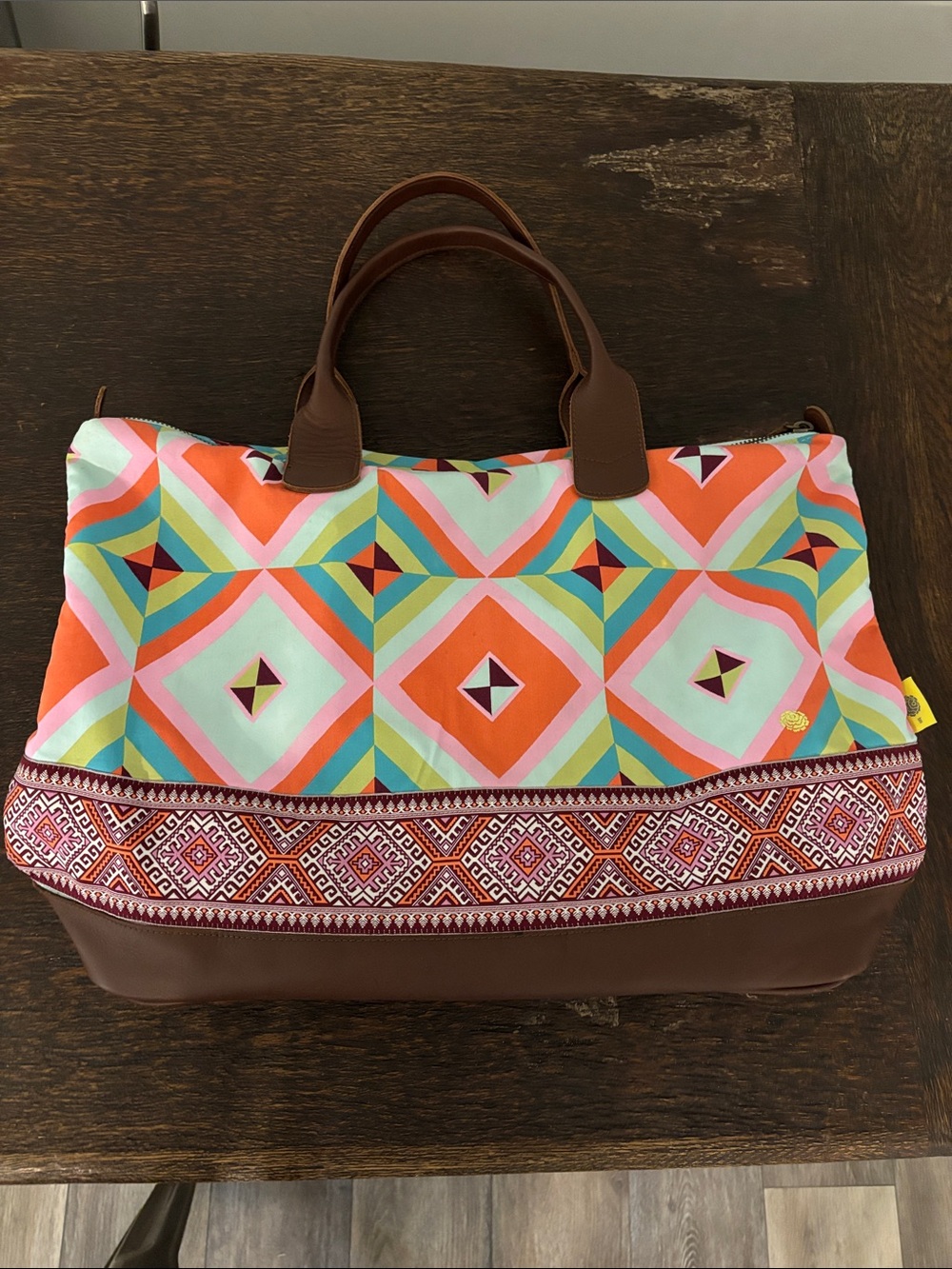 Amy Butler boutique organic cotton weekender bag.